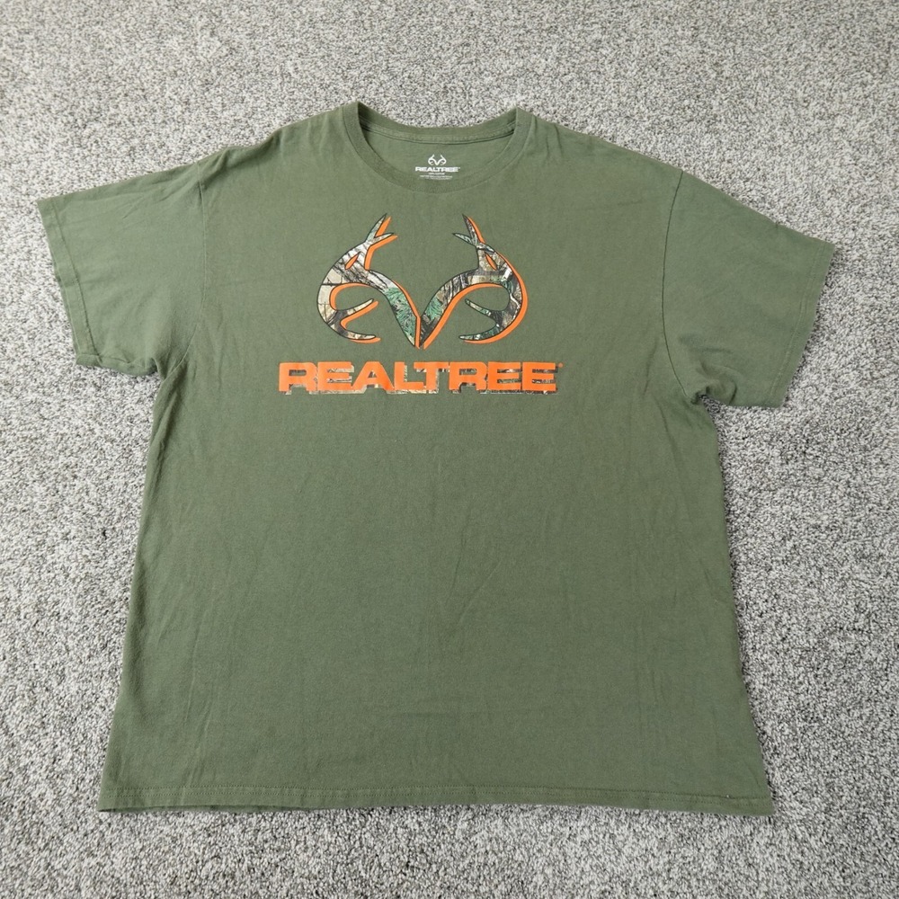 Realtree Shirt Mens Extra Large Green Camo Spell Out Hunting Hunt Hunter Outdoor